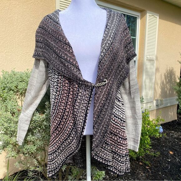 DOR DOR COUTURE HIGH LOW CARDIGAN OPEN FRONT SWEATER W/EMBELLISHED CLIP M NWT - Picture 14 of 15